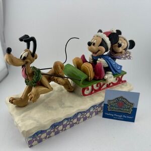 Jim Shore Disney Traditions Mickey Minnie Pluto Sleigh Figurine 4033264 Enesco